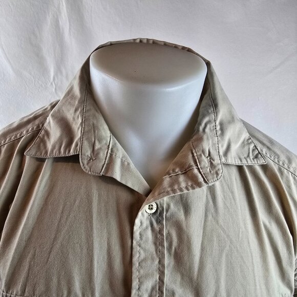 Craghoppers Button Up Shirt Mens Medium Tan Long Sleeve Outdoor Hiking Travel - Picture 2 of 13